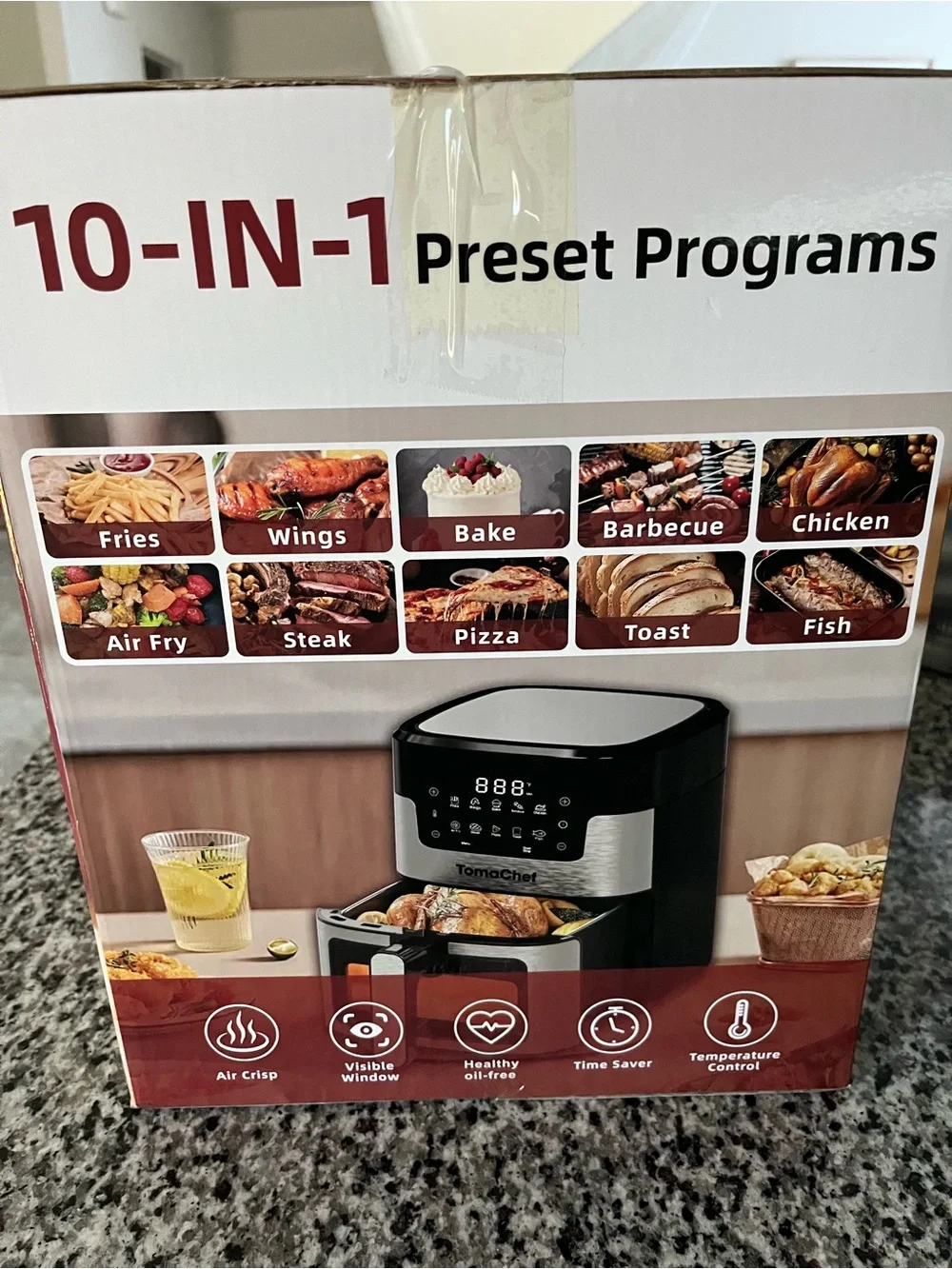 5.3QT 10-in-1 Smart Air Fryer in Black and Silver